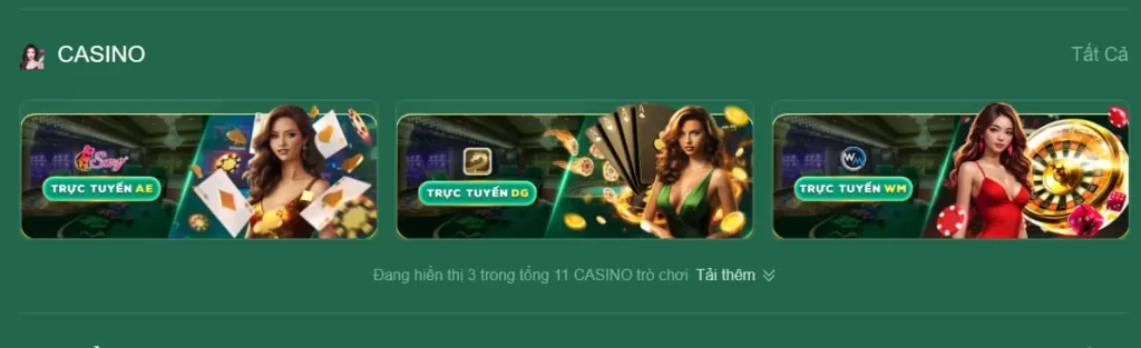 Sảnh casino Hb88 đa dạng và hấp dẫn